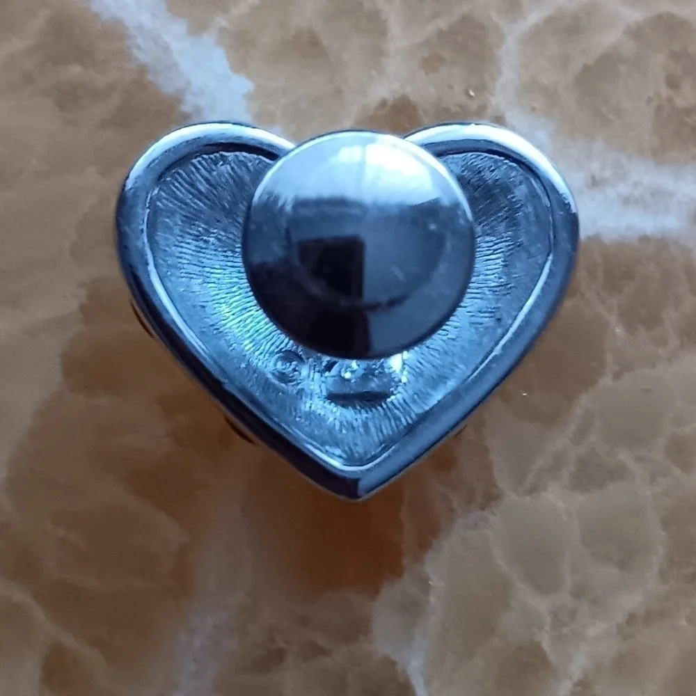 Swarovski Crystal Patriotic American Flag Puffy Heart Brooch